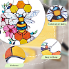 Honeycomb & Bees Stained Acrylic Window Hanger Panel HJEW-WH0069-29-6