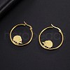 304 Stainless Steel Hedgehog Beaded Hoop Earrings EJEW-F320-02G-5