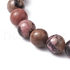 Tube & Round Natural Rhodonite Beaded Stretch Bracelets for Women BJEW-JB11003-4