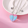 2Pcs Fashionable Alloy Enamel BFF Glitter Heart Magnetic Pendant Necklaces for Women FS-WGD1691-01-3