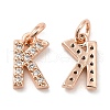 Brass Micro Pave Grade AAA Cubic Zirconia Charms ZIRC-P067-11RG-K-NR-2
