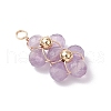 4Pcs 4 Styles Natural Amethyst & Agate & Green Aventurine & Lapis Lazuli Faceted Round Beaded Flower Pendants PALLOY-TA00256-4