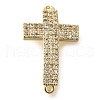 Brass Pave Clear Cubic Zirconia Connector Charms KK-M101-02I-G02-1