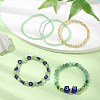 5Pcs 5 Style Natural Banded Agate & Lampwork Evil Eye & Seed Beaded Stretch Bracelets Set BJEW-JB09616-03-2