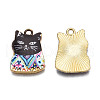 Rack Plating Alloy Enamel Pendants ENAM-T011-144B-3