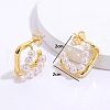Fashionable Brass Imitation Pearl Square Stud Earrings HD0579-4