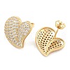 Brass Micro Pave Clear Cubic Zirconia Stud Earrings EJEW-U005-12B-G-2