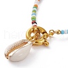 Electroplate Natural Cowrie Shell Pendant Necklaces NJEW-JN03285-3
