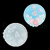 Flat Round with Flower & Butterfly Cup Mat Silicone Molds DIY-M034-29-1