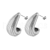 Stainless Steel Textured Teardrop Stud Earrings PU5820-2-2