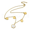 Ion Plating(IP) 304 Stainless Steel Pave Shell Flower Pendant Necklaces NJEW-C057-05G-1