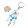 Woven Net/Web with Feather Alloy & Synthetic Turquoise & Glass Seed Keychains KEYC-MZ00041-04-3