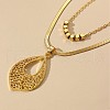 Hollow Leaf Alloy Pendant Necklaces & Hoop Earrings & Rings Sets FS-WGD30F4-01-2