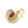 Brass Micro Pave Clear Cubic Zirconia Enamel Pendants KK-M297-05G-2