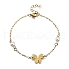 304 Stainless Steel Butterfly Link Bracelets BJEW-C098-01B-G-4