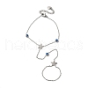 Stainless Steel Royal Blue Enamel Evil Eye & Star Ring Bracelets for Women BJEW-G719-05P-1