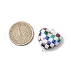 UV Plating Opaque Acrylic Iridescent Plaid Heart Connector Charms PALLOY-JF03448-01-2