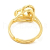 Heart with Letter Rack Plating Brass Micro Pave Cubic Zirconia Adjustable Rings for Women RJEW-I105-06G-U-3