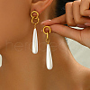 Vintage Long Teardrop Stainless Steel Imitation Pearl Stud Earrings BM9992-1