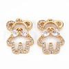 Rack Plating Brass Micro Pave Clear Cubic Zirconia Pendants KK-T060-09-RS-2