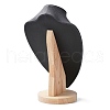 Velvet Bust Necklace Display Stands with Wooden Base ODIS-Q041-02C-02-3