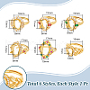 Unicraftale 6Pcs 6 Styles Rack Plating Brass Micro Pave Cubic Zirconia Adjustable Ring Components KK-UN0003-42-3