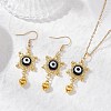 Glass & Resin Evil Eye Pendant Necklaces & Dangle Earrings Sets SJEW-MZ00010-1