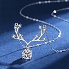 Anti-Tarnish Rhodium Plated 925 Sterling Silver Micro Pave Clear Cubic Zirconia Cable Chain Necklaces AJEW-U007-02P-3