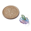 50Pcs Transparent Glass Flower with Acrylic Leaf Charms PALLOY-JF02260-50A-4