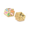304 Stainless Steel Enamel Rhinestone Flower Pendants STAS-U057-04G-02B-2