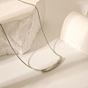 Stylish Stainless Steel Textured Curved Tube Bead Snake Chain Necklaces for Women MH1558-5-1