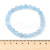 Natural Aquamarine Round Bead Stretch Bracelets for Men Women BJEW-U034-01C-04-5
