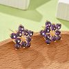 Flower Brass Micro Pave Cubic Zirconia Stud Earrings for Women EJEW-G428-28B-03-1