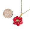 Flower Handmade Glass Seed Beaded Pendant Necklaces NJEW-MZ00096-06-3