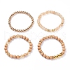 4Pcs 4 Style Synthetic Watermelon Stone & Hematite & Wood Beaded Stretch Bracelets Set BJEW-JB07625-2