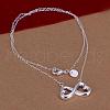 Trendy Silver Color Plated Brass Infinity Pendant Necklaces For Women NJEW-BB12794-2