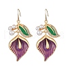 Flower Alloy Enamel Dangle Earrings EJEW-Z108-01G-2