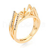 Brass Micro Pave Clear Cubic Zirconia Adjustable Ring Settings KK-T076-13G-1
