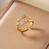 Elegant Geometric Brass Micro Pave Cubic Zirconia Cuff Open Rings for Women ED4518-2-1