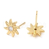 Rack Plating Brass Sun Studs Earrings with Cubic Zirconia EJEW-D061-29G-2