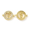Rack Plating Brass Micro Pave Clear Cubic Zirconia Connector Charms KK-C008-03G-1