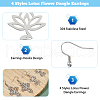 FIBLOOM 4 Pairs 4 Style 304 Stainless Steel Long Dangle Earrings EJEW-FI0002-55-3