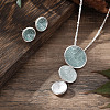 Flat Round Alloy Enamel Pendant Necklaces & Stud Earrings Sets FS-WG2580F-01-1
