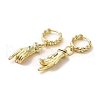 Palm with Horse Eye Real 18K Gold Plated Brass Dangle Hoop Earrings EJEW-Q797-21G-04-2