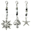 Mushroom/Sun/Starfish Alloy & Glass Pendant Decorations HJEW-YW00006-1