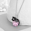 Alloy Rhinestone Black Cat Pendant Necklaces for Women FS-WG73583-02-1