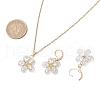 Glass & Glass Seed Beads Flower Pendant Necklaces & Hoop Earrings Sets SJEW-MZ00011-3