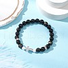 Natural Golden Sheen Obsidian Round Beads Stretch Bracelets BJEW-JB11807-01-1