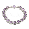 Flat Round Glass Link Chain Bracelets BJEW-H604-02P-07-1