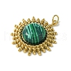 Ion Plating(IP) 304 Stainless Steel Pave Faceted Synthetic Malachite Pendants FIND-Z028-38D-2